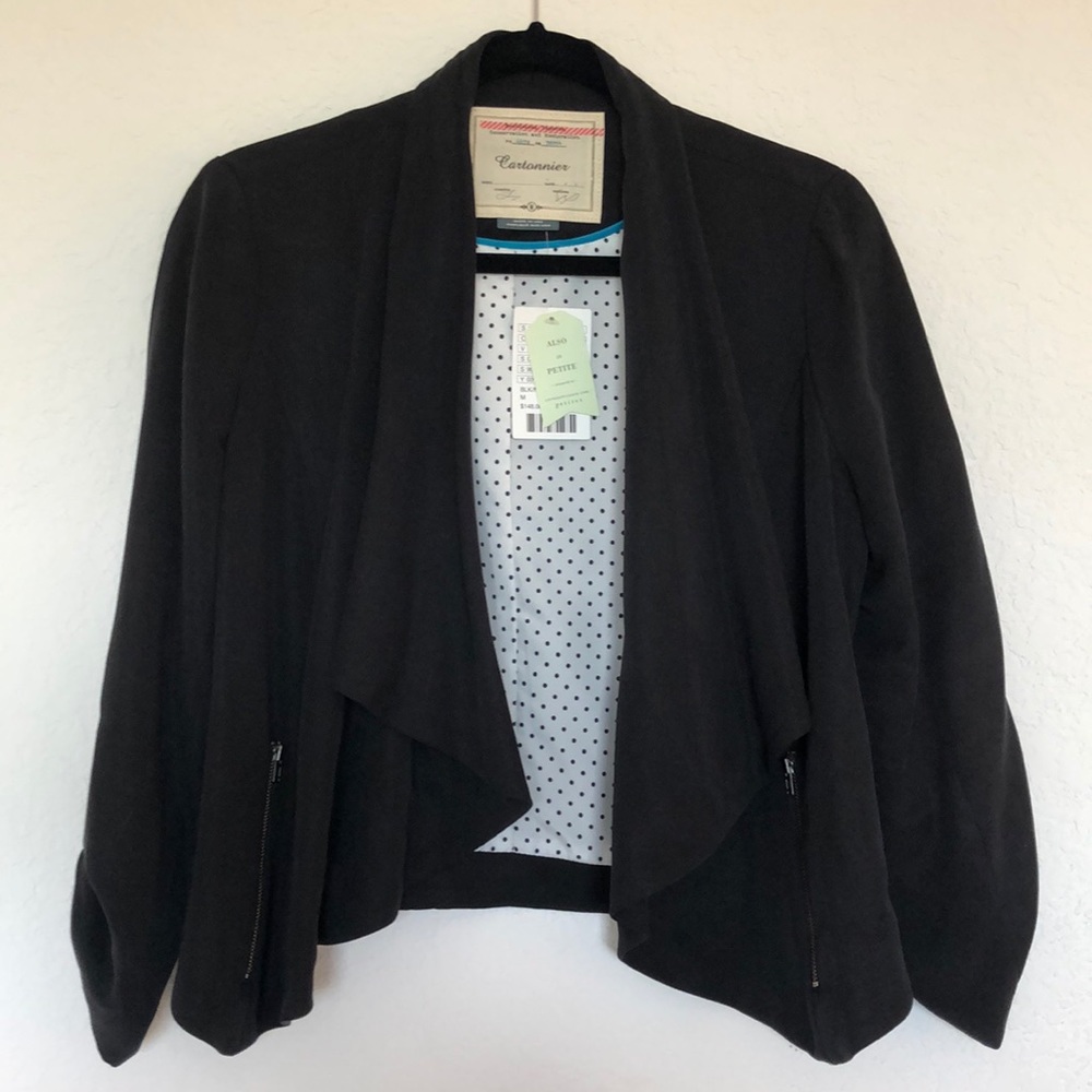 Cartonnier Anthropologie Black Open Front Blazer